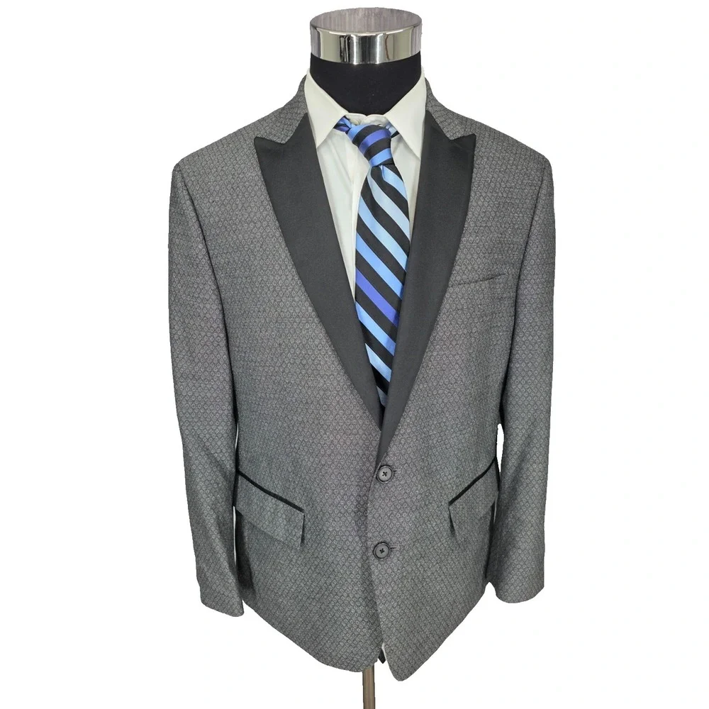 Ryan Seacrest Distinction Blazer Jacket Mens 42 S Gray‎ Sports Coat 2 B Peaked